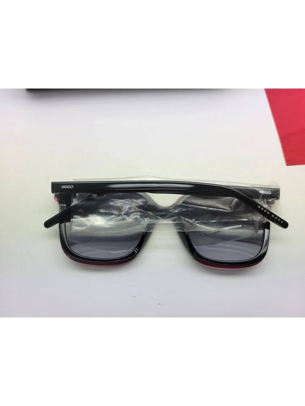 Hugo Boss Men's Rectangle Sunglasses HG 1051/S 01T 90 Black/Red w/ Case & Cloth